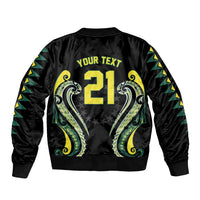 Custom Rugby Cook Islands Avaiki Bomber Jacket Black Kuki Airani Tribal Maori Inspired - Polynesian Pride