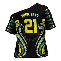 Custom Rugby Cook Islands Avaiki Cross Shoulder Shirt Black Kuki Airani Tribal Maori Inspired - Polynesian Pride
