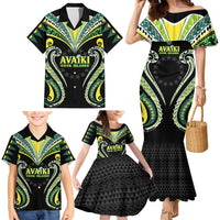 Custom Rugby Cook Islands Avaiki Family Matching Mermaid Dress and Hawaiian Shirt Black Kuki Airani Tribal Maori Inspired LT9 - Polynesian Pride