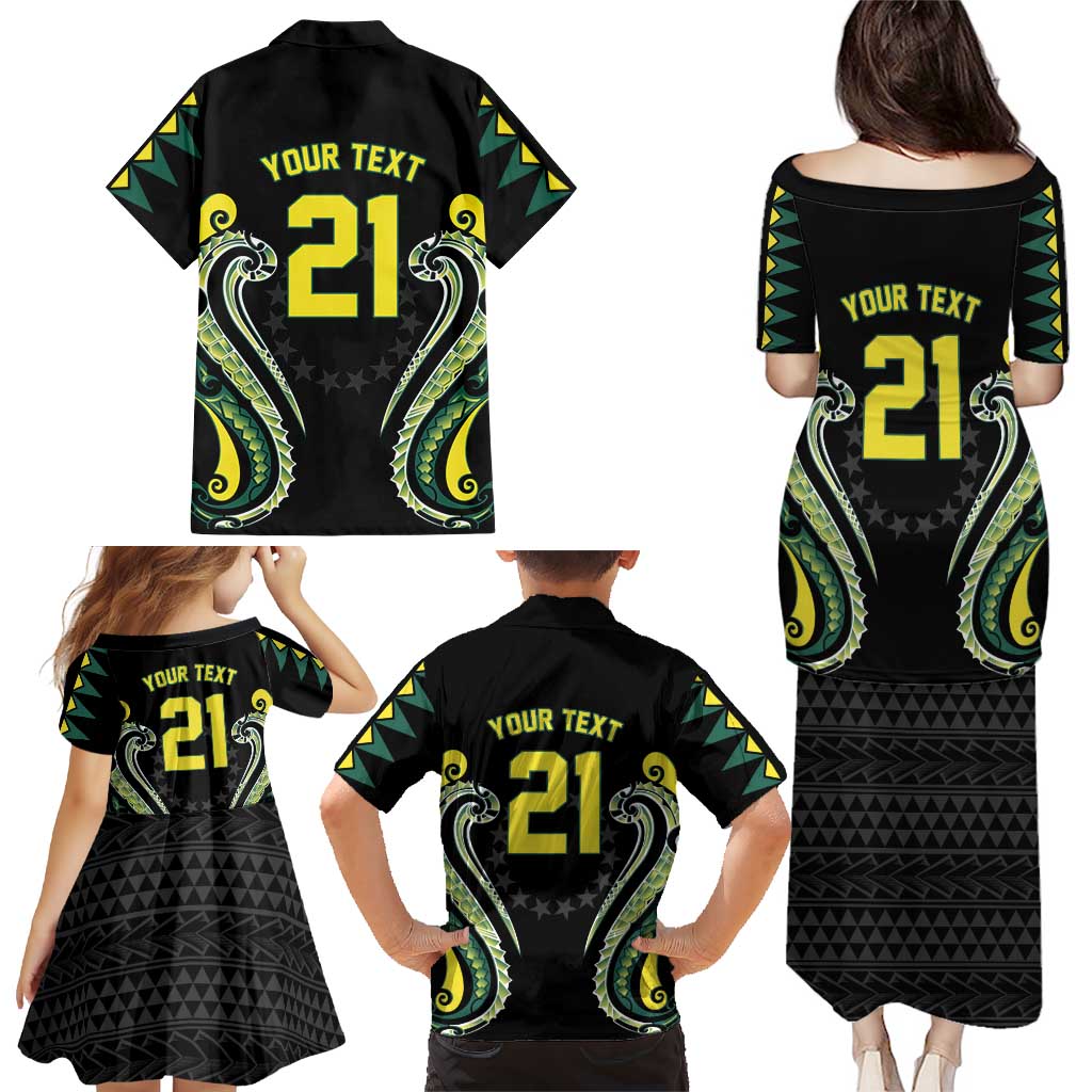Custom Rugby Cook Islands Avaiki Family Matching Puletasi and Hawaiian Shirt Black Kuki Airani Tribal Maori Inspired LT9 - Polynesian Pride