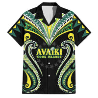Custom Rugby Cook Islands Avaiki Family Matching Summer Maxi Dress and Hawaiian Shirt Black Kuki Airani Tribal Maori Inspired LT9 Dad's Shirt - Short Sleeve Black - Polynesian Pride