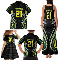 Custom Rugby Cook Islands Avaiki Family Matching Tank Maxi Dress and Hawaiian Shirt Black Kuki Airani Tribal Maori Inspired LT9 - Polynesian Pride