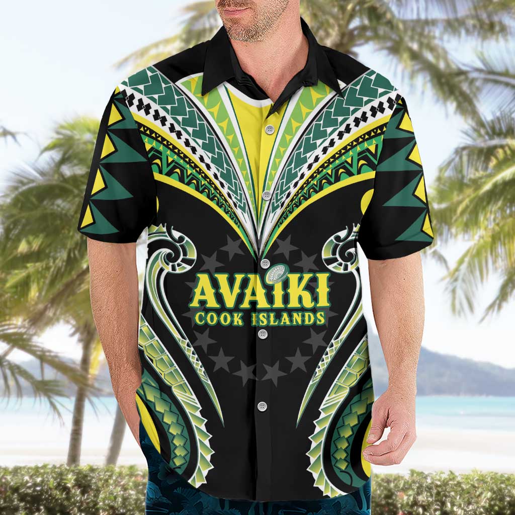Custom Rugby Cook Islands Avaiki Hawaiian Shirt Black Kuki Airani Tribal Maori Inspired - Polynesian Pride