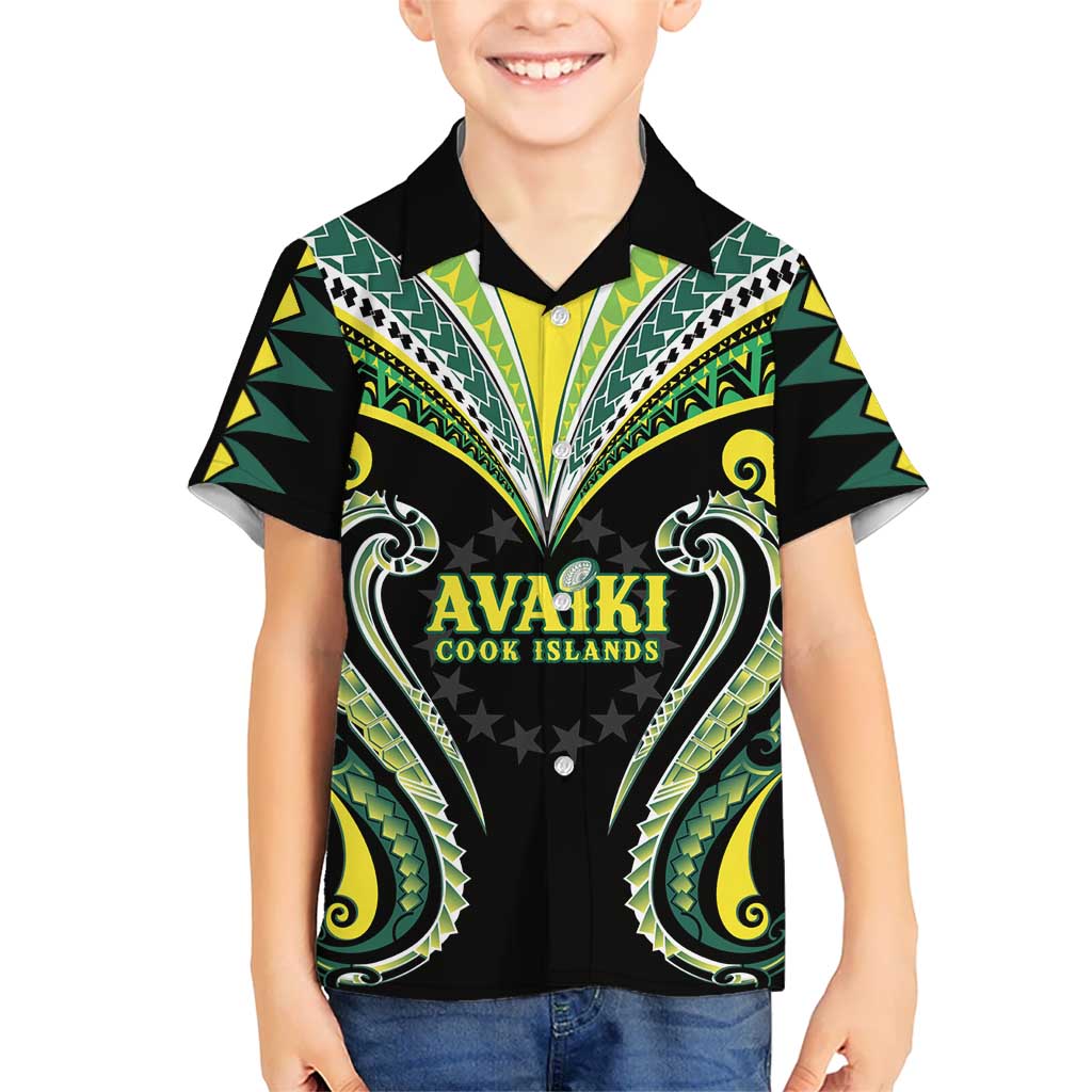 Custom Rugby Cook Islands Avaiki Hawaiian Shirt Black Kuki Airani Tribal Maori Inspired - Polynesian Pride