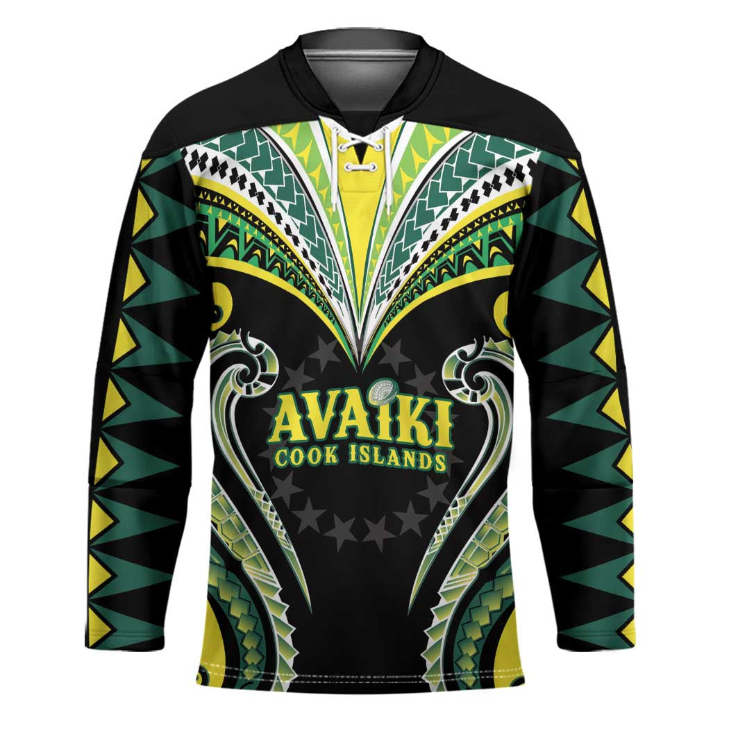 Custom Rugby Cook Islands Avaiki Hockey Jersey Black Kuki Airani Tribal Maori Inspired - Polynesian Pride