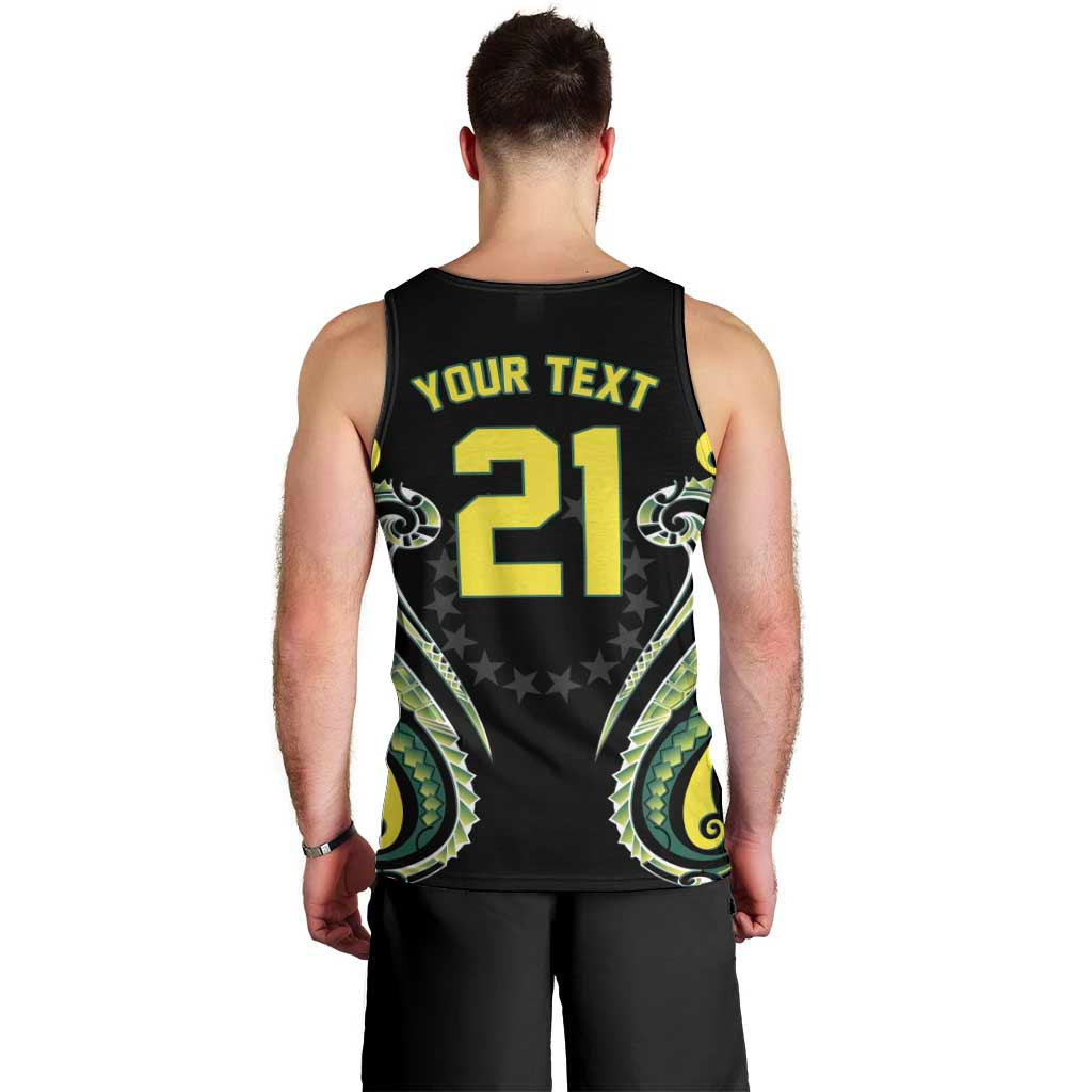 Custom Rugby Cook Islands Avaiki Men Tank Top Black Kuki Airani Tribal Maori Inspired - Polynesian Pride
