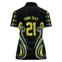 Custom Rugby Cook Islands Avaiki Women Polo Shirt Black Kuki Airani Tribal Maori Inspired LT9 - Polynesian Pride