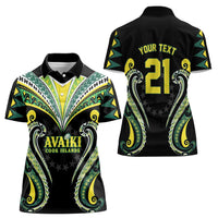 Custom Rugby Cook Islands Avaiki Women Polo Shirt Black Kuki Airani Tribal Maori Inspired LT9 - Polynesian Pride