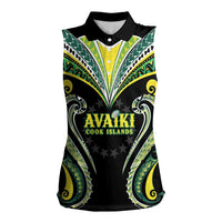 Custom Rugby Cook Islands Avaiki Women Sleeveless Polo Shirt Black Kuki Airani Tribal Maori Inspired LT9 Female Black - Polynesian Pride
