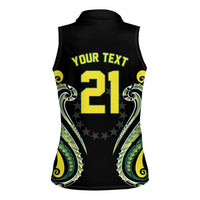 Custom Rugby Cook Islands Avaiki Women Sleeveless Polo Shirt Black Kuki Airani Tribal Maori Inspired LT9 - Polynesian Pride