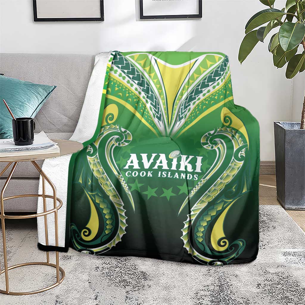 Rugby Cook Islands Avaiki Blanket Green Kuki Airani Tribal Maori Inspired - Polynesian Pride