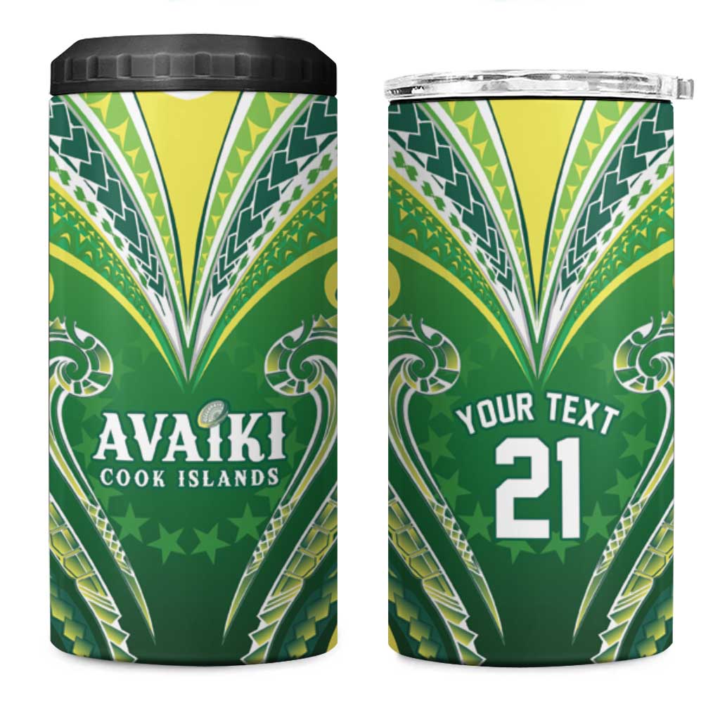 Custom Rugby Cook Islands Avaiki 4 in 1 Can Cooler Tumbler Green Kuki Airani Tribal Maori Inspired LT9 One Size: 16 oz Green - Polynesian Pride
