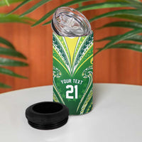 Custom Rugby Cook Islands Avaiki 4 in 1 Can Cooler Tumbler Green Kuki Airani Tribal Maori Inspired LT9 - Polynesian Pride