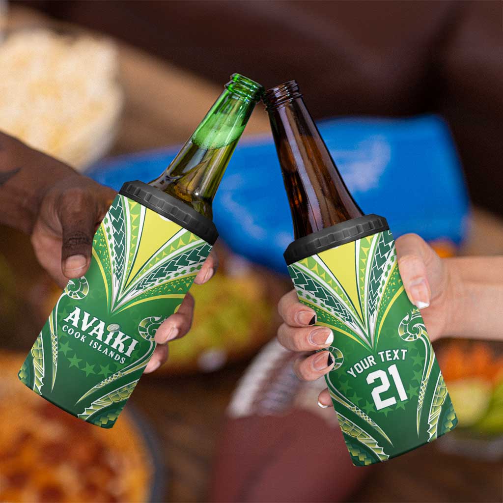 Custom Rugby Cook Islands Avaiki 4 in 1 Can Cooler Tumbler Green Kuki Airani Tribal Maori Inspired LT9 - Polynesian Pride