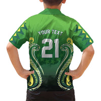 Custom Rugby Cook Islands Avaiki Family Matching Long Sleeve Bodycon Dress and Hawaiian Shirt Green Kuki Airani Tribal Maori Inspired LT9 - Polynesian Pride