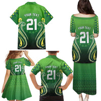 Custom Rugby Cook Islands Avaiki Family Matching Puletasi and Hawaiian Shirt Green Kuki Airani Tribal Maori Inspired LT9 - Polynesian Pride