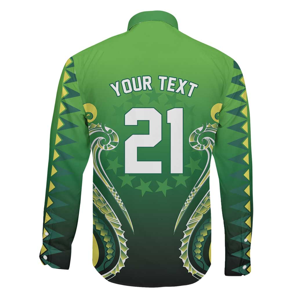 Custom Rugby Cook Islands Avaiki Family Matching Short Sleeve Bodycon Dress and Hawaiian Shirt Green Kuki Airani Tribal Maori Inspired LT9 - Polynesian Pride