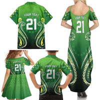 Custom Rugby Cook Islands Avaiki Family Matching Summer Maxi Dress and Hawaiian Shirt Green Kuki Airani Tribal Maori Inspired LT9 - Polynesian Pride