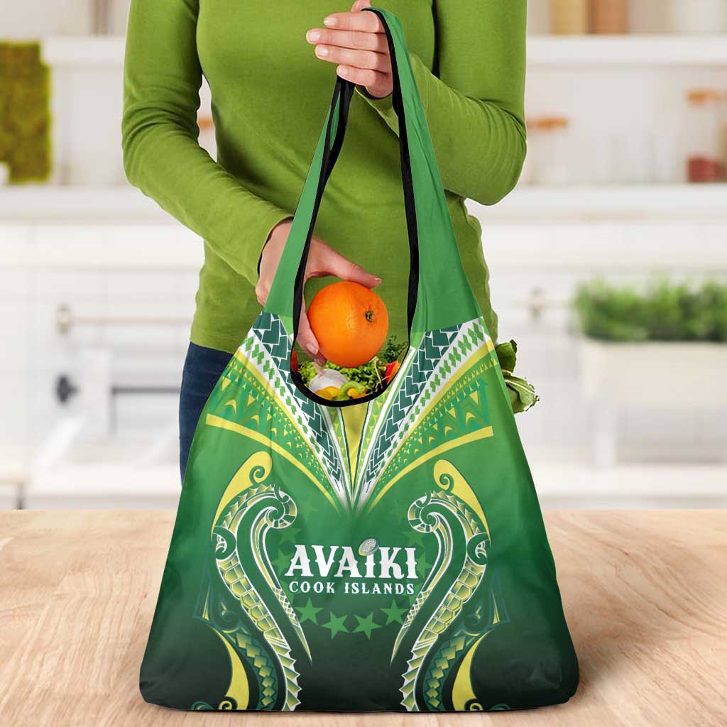 Rugby Cook Islands Avaiki Grocery Bag Green Kuki Airani Tribal Maori Inspired - Polynesian Pride