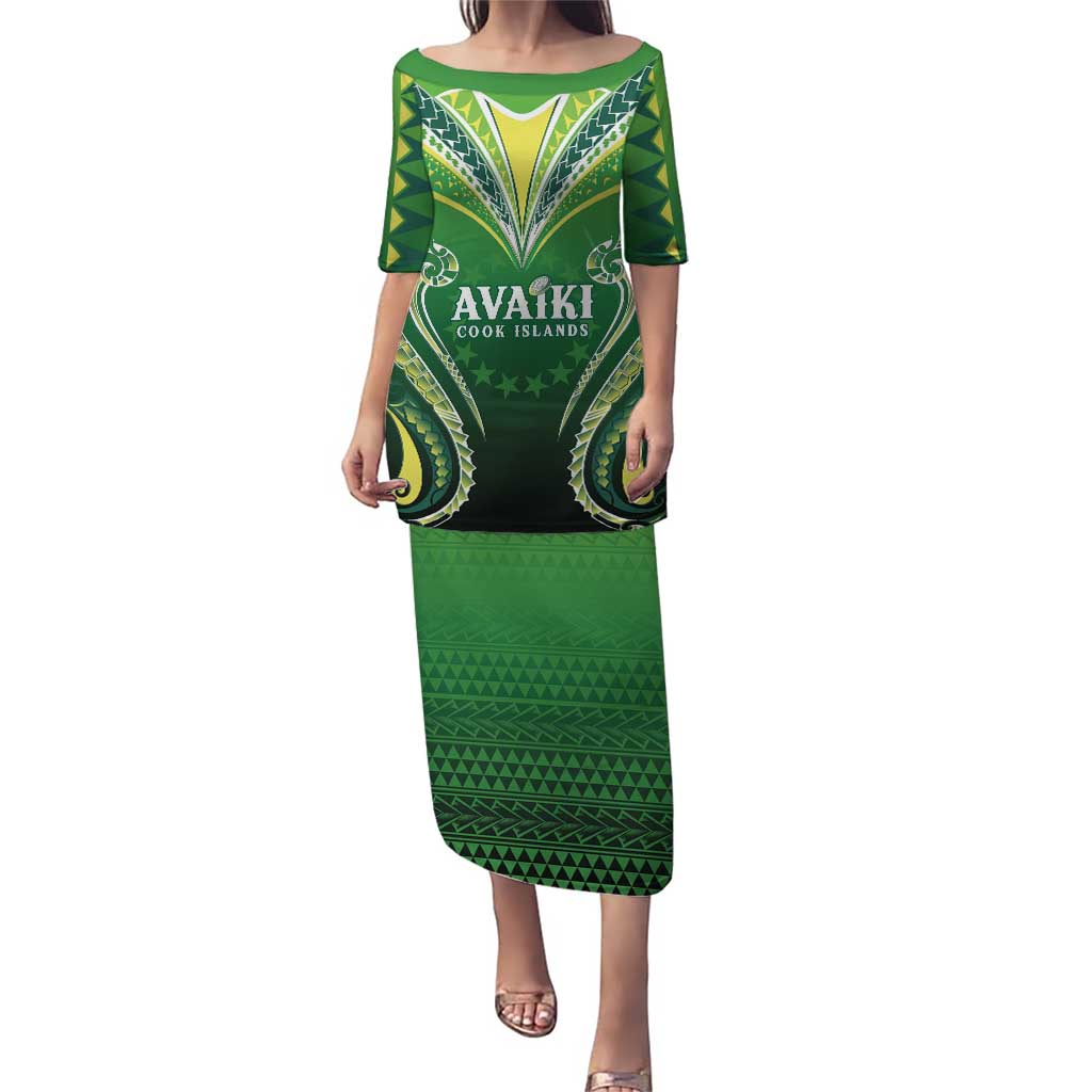 Custom Rugby Cook Islands Avaiki Puletasi Green Kuki Airani Tribal Maori Inspired - Polynesian Pride