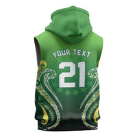 Custom Rugby Cook Islands Avaiki Sleeveless Zip Hoodie Green Kuki Airani Tribal Maori Inspired LT9 - Polynesian Pride