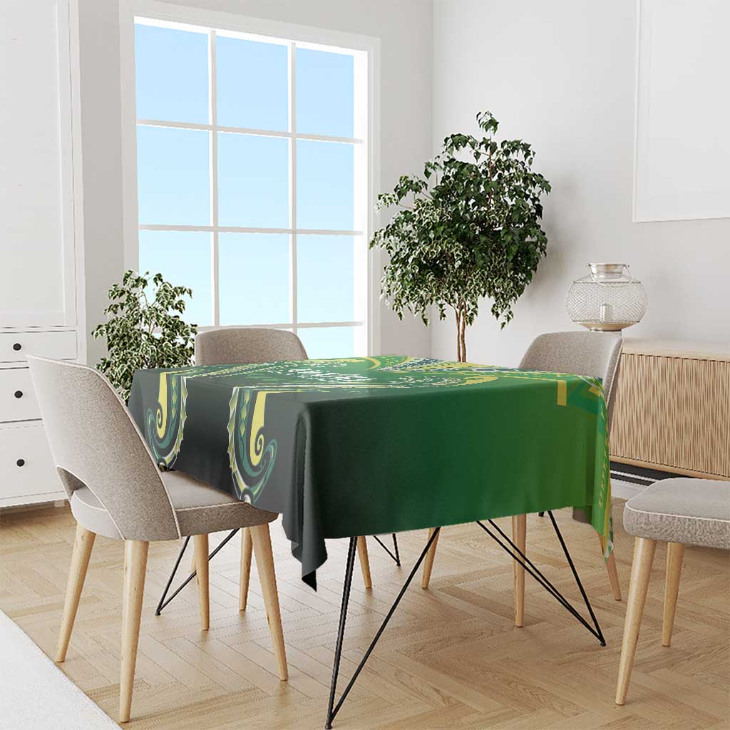 Rugby Cook Islands Avaiki Tablecloth Green Kuki Airani Tribal Maori Inspired - Polynesian Pride