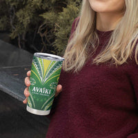 Custom Rugby Cook Islands Avaiki Tumbler Cup Green Kuki Airani Tribal Maori Inspired - Polynesian Pride