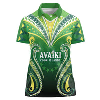 Custom Rugby Cook Islands Avaiki Women Polo Shirt Green Kuki Airani Tribal Maori Inspired LT9 Female Green - Polynesian Pride