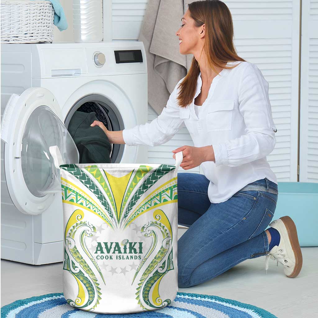 Rugby Cook Islands Avaiki Laundry Basket White Kuki Airani Tribal Maori Inspired - Polynesian Pride