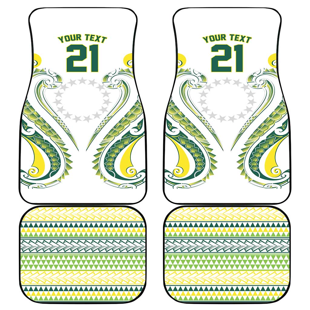 Custom Rugby Cook Islands Avaiki Car Mats White Kuki Airani Tribal Maori Inspired - Polynesian Pride