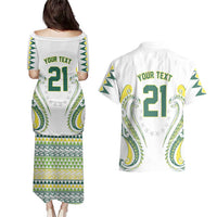Custom Rugby Cook Islands Avaiki Couples Matching Puletasi and Hawaiian Shirt White Kuki Airani Tribal Maori Inspired LT9 - Polynesian Pride