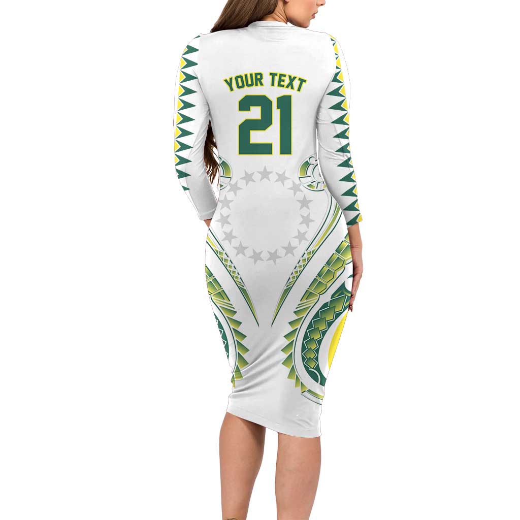 Custom Rugby Cook Islands Avaiki Family Matching Long Sleeve Bodycon Dress and Hawaiian Shirt White Kuki Airani Tribal Maori Inspired LT9 - Polynesian Pride
