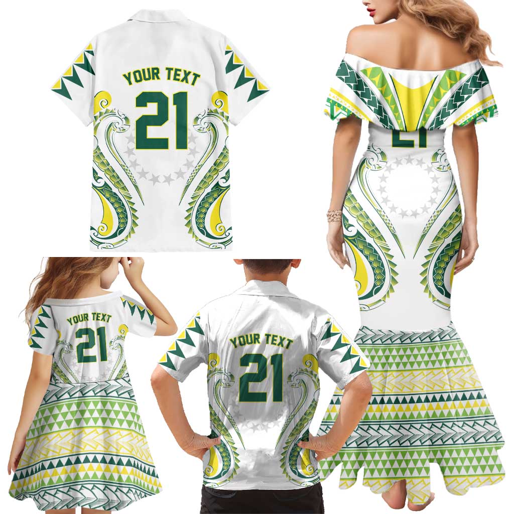 Custom Rugby Cook Islands Avaiki Family Matching Mermaid Dress and Hawaiian Shirt White Kuki Airani Tribal Maori Inspired LT9 - Polynesian Pride