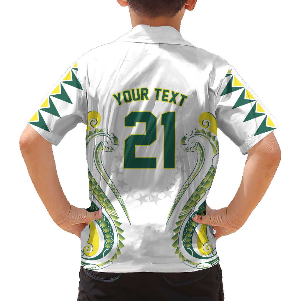 Custom Rugby Cook Islands Avaiki Family Matching Off Shoulder Short Dress and Hawaiian Shirt White Kuki Airani Tribal Maori Inspired LT9 - Polynesian Pride