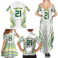 Custom Rugby Cook Islands Avaiki Family Matching Summer Maxi Dress and Hawaiian Shirt White Kuki Airani Tribal Maori Inspired LT9 - Polynesian Pride