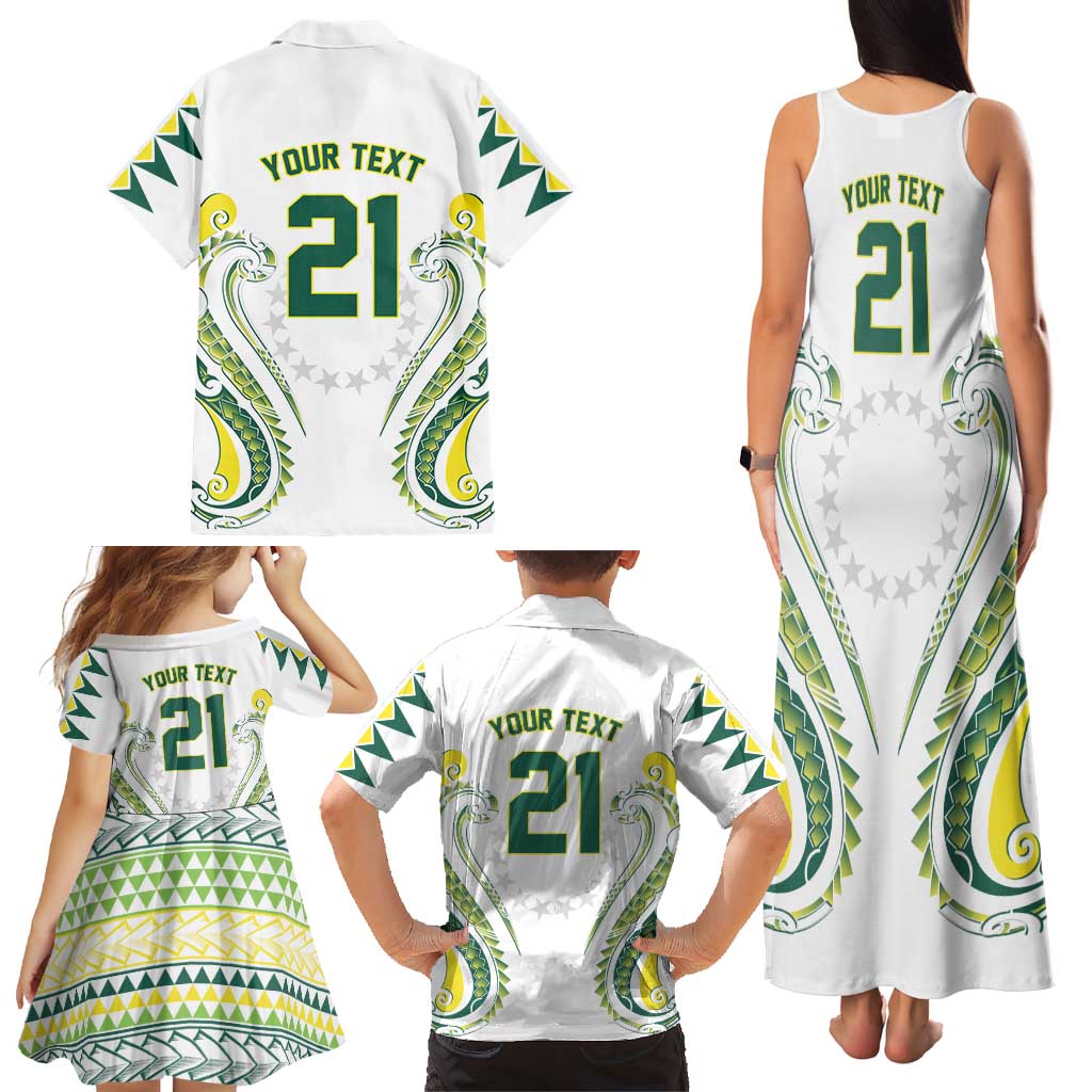 Custom Rugby Cook Islands Avaiki Family Matching Tank Maxi Dress and Hawaiian Shirt White Kuki Airani Tribal Maori Inspired LT9 - Polynesian Pride