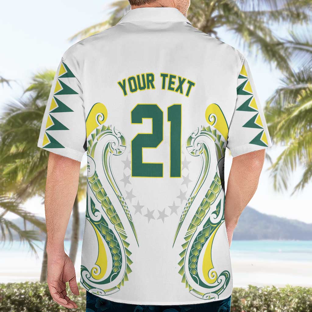 Custom Rugby Cook Islands Avaiki Hawaiian Shirt White Kuki Airani Tribal Maori Inspired - Polynesian Pride