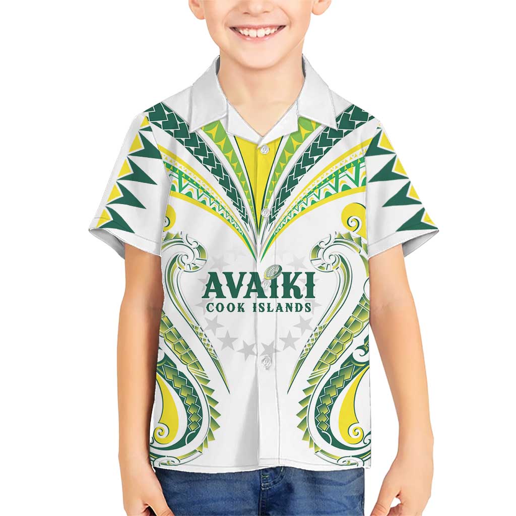 Custom Rugby Cook Islands Avaiki Hawaiian Shirt White Kuki Airani Tribal Maori Inspired - Polynesian Pride