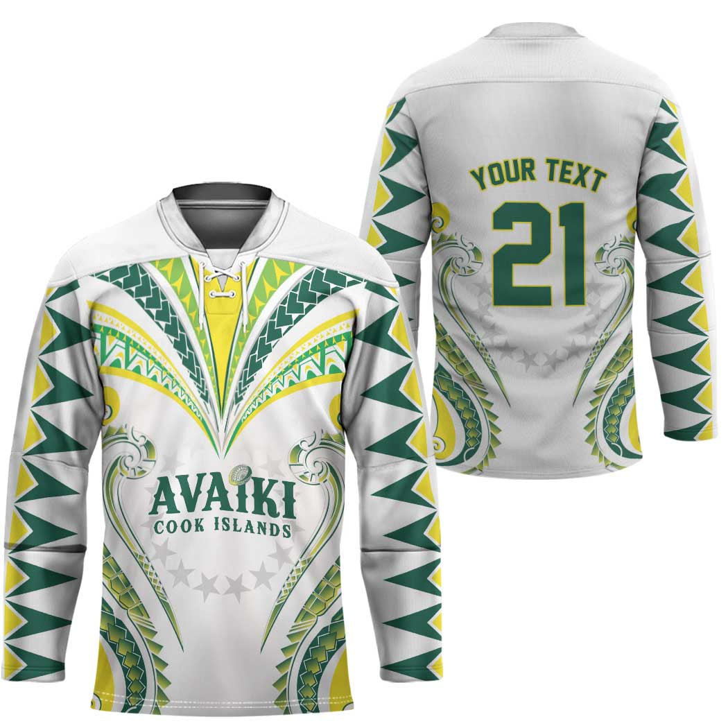 Custom Rugby Cook Islands Avaiki Hockey Jersey White Kuki Airani Tribal Maori Inspired - Polynesian Pride