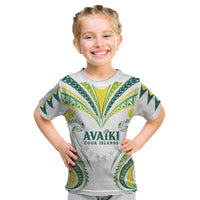 Custom Rugby Cook Islands Avaiki Kid T Shirt White Kuki Airani Tribal Maori Inspired - Polynesian Pride
