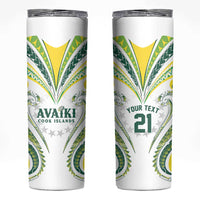 Custom Rugby Cook Islands Avaiki Skinny Tumbler White Kuki Airani Tribal Maori Inspired LT9 White - Polynesian Pride