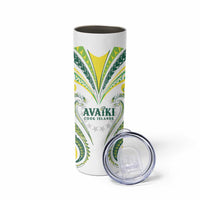 Custom Rugby Cook Islands Avaiki Skinny Tumbler White Kuki Airani Tribal Maori Inspired LT9 - Polynesian Pride