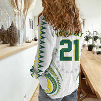 Custom Rugby Cook Islands Avaiki Women Casual Shirt White Kuki Airani Tribal Maori Inspired LT9 - Polynesian Pride