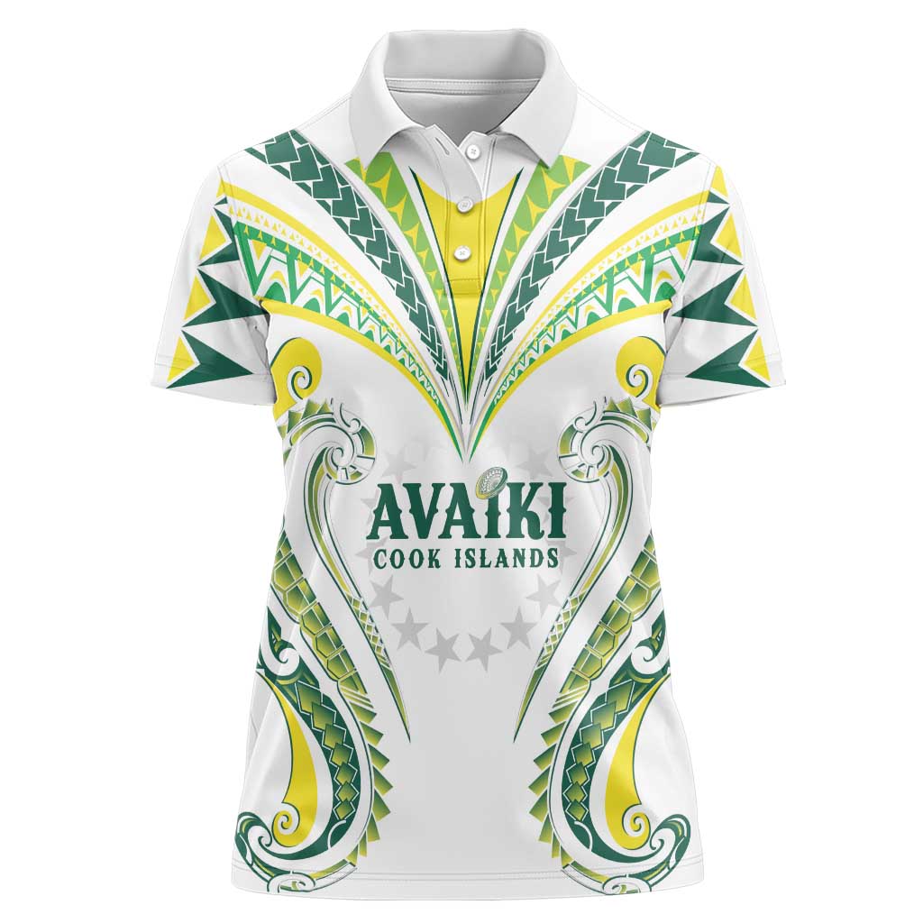Custom Rugby Cook Islands Avaiki Women Polo Shirt White Kuki Airani Tribal Maori Inspired LT9 Female White - Polynesian Pride