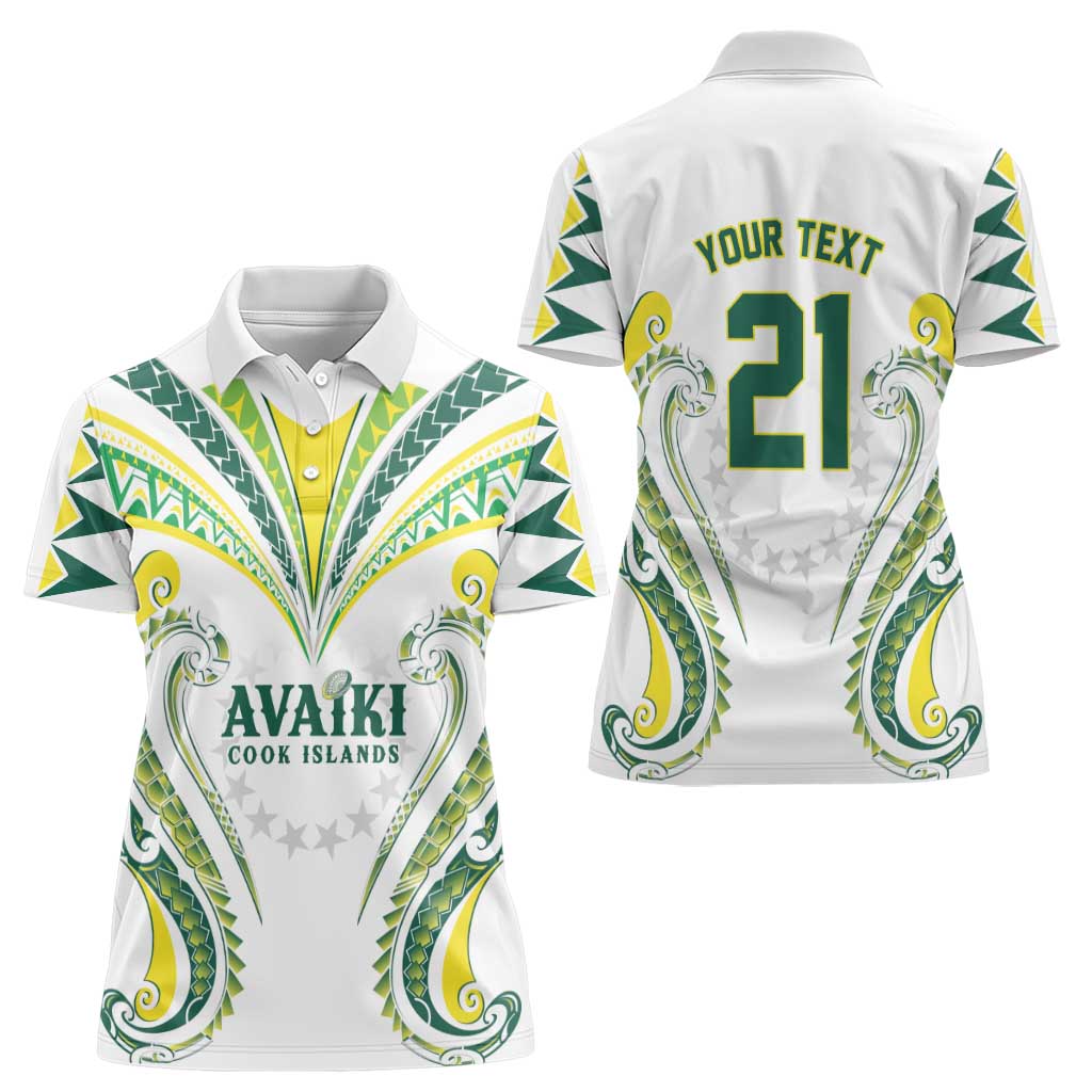 Custom Rugby Cook Islands Avaiki Women Polo Shirt White Kuki Airani Tribal Maori Inspired LT9 - Polynesian Pride