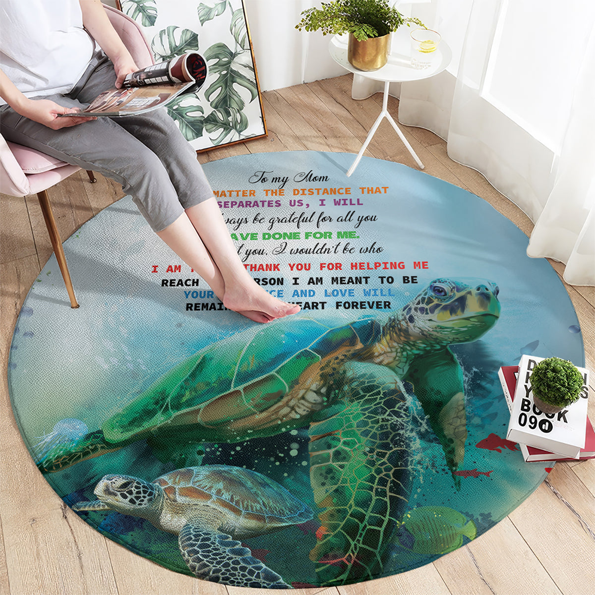 Polynesia Mother's Day Round Carpet Magnificent Sea Turtle Of Love and Gratitude LT9 - Polynesian Pride