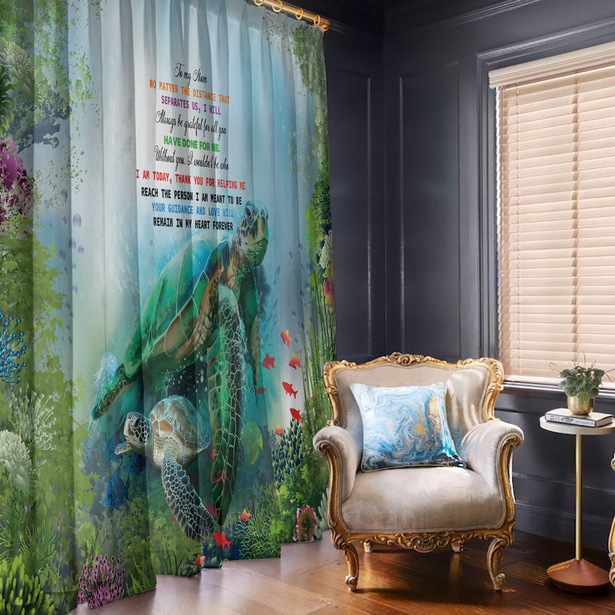 Polynesia Mother's Day Window Curtain Magnificent Sea Turtle Of Love and Gratitude LT9 - Polynesian Pride
