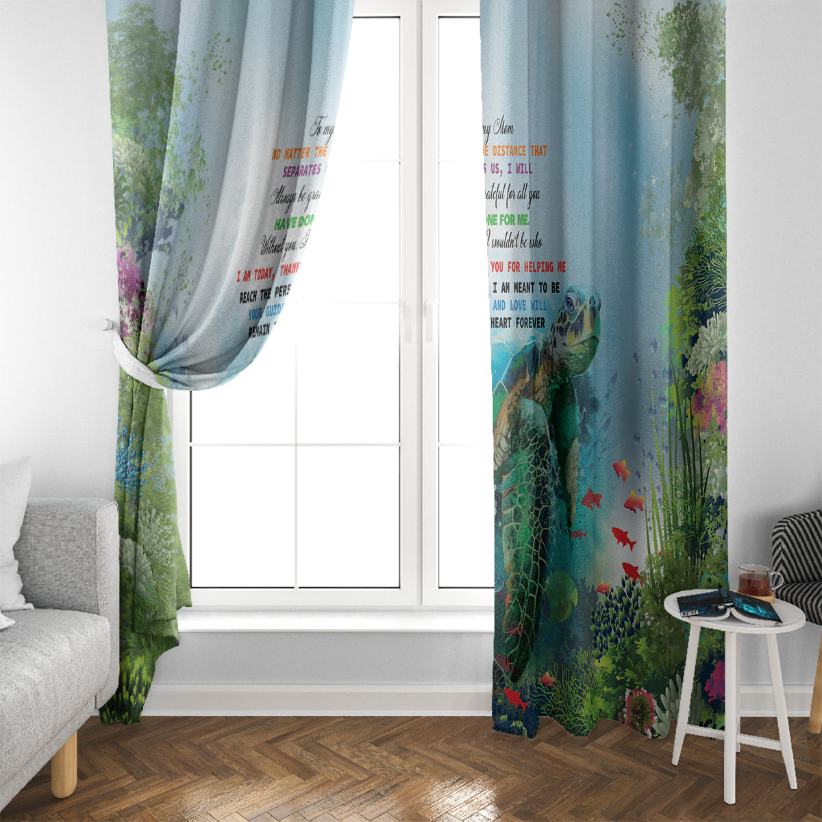 Polynesia Mother's Day Window Curtain Magnificent Sea Turtle Of Love and Gratitude LT9 - Polynesian Pride