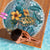 Sea Turtle In The Ocean Beach Blanket with Polynesian Pattern Arty Style