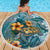 Sea Turtle In The Ocean Beach Blanket with Polynesian Pattern Arty Style